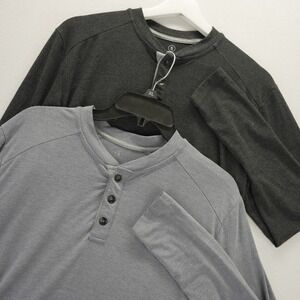 Free Fly Mens Performance Bamboo Long Sleeve Henley Shirts Lot of 2 Small Gray